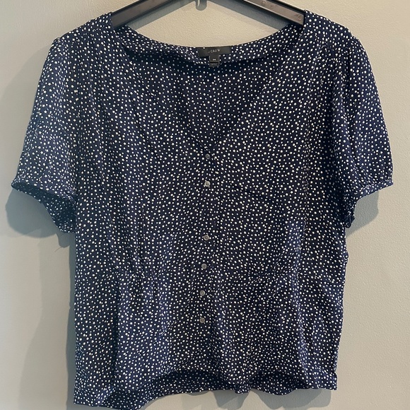 *GENTLY WORN* J. Crew Women's Size 14 Button Up Peplum V-Neck Blouse - Picture 1 of 7